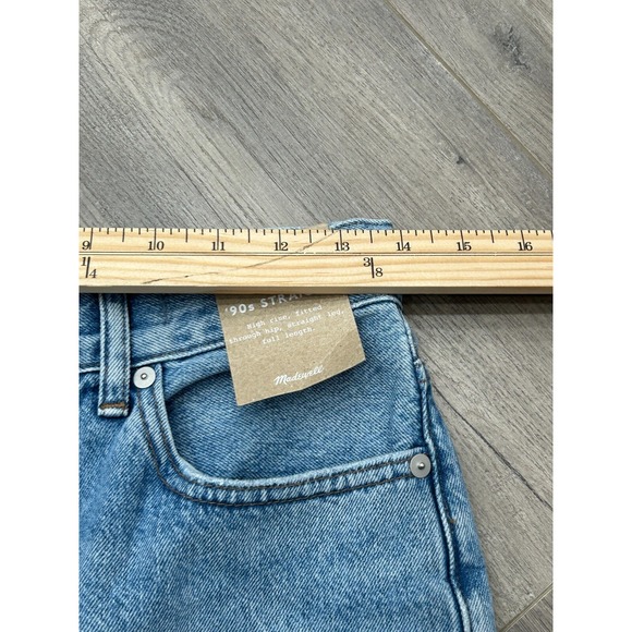 Madewell Womens Blue Distressed Raw Hem High Rise 90s Straight Leg Jeans 26 NWT - Picture 8 of 10